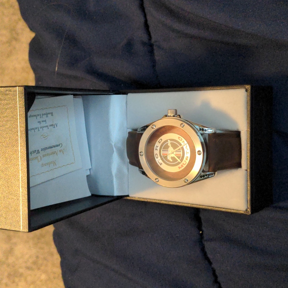 Mustang watch with real wood